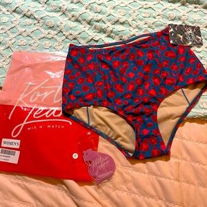 KORTNI JEANE High-Waisted Swim Bottoms “Vibrant Leopard” Sz S - NWT
